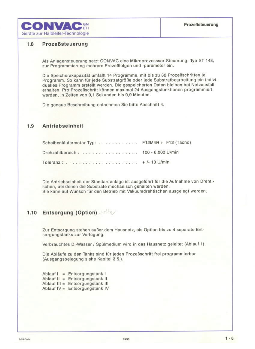 Used Convac CPP 70 Developer