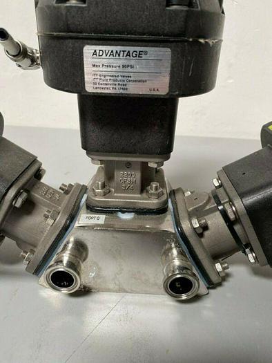 Used 3 ITT Pure-Flo Sherotec Stainless Steel Valves w/ Position Monitor 3/4" Sanitary