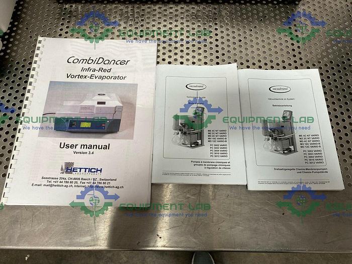 Used Hettich CombiDancer Infra-Red Vortex-Evaporator PC 3003 Vario Vacuum Pump