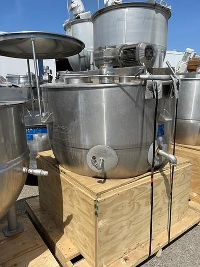 Used Mueller 300 Gallon Stainless Steel Jacketed Mixing Kettle with Sweep Agitation