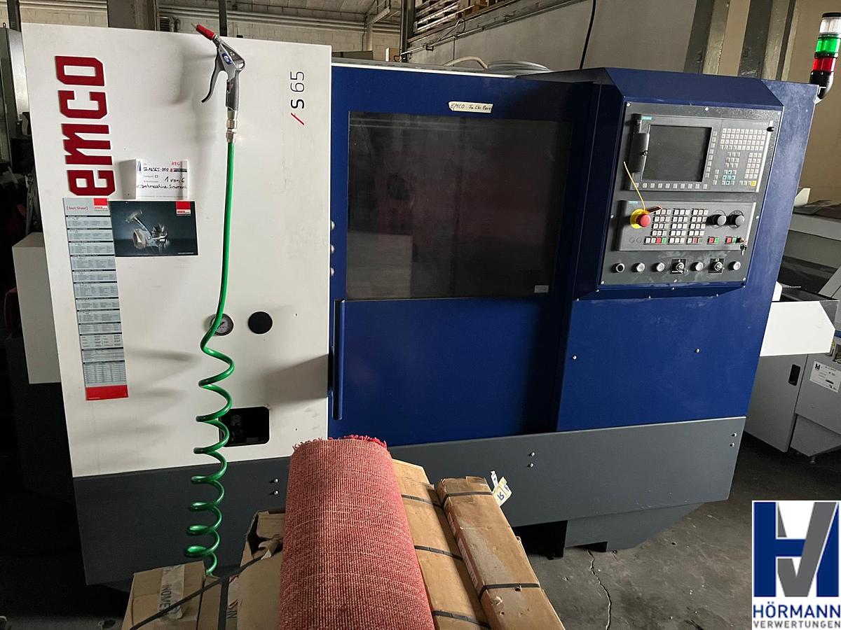 Gebraucht EMCO Turn S65 2-Achs CNC-Drehmaschine mit EMCO SL1200 Kurzstangenlader