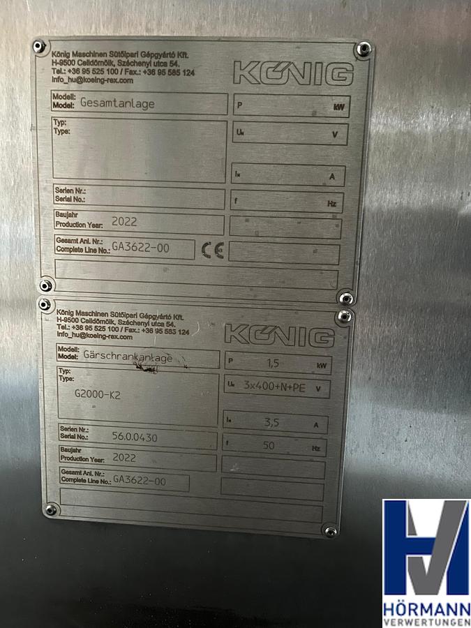 Gebraucht KÖNIG Brötchenanlage G2000 (MiniRex Futura S und Gärschrankanlage G2000-K2)