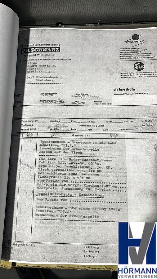 Gebraucht Exzenterpresse Hensel EBU SK50 / 500 kN mit Schutzschirm