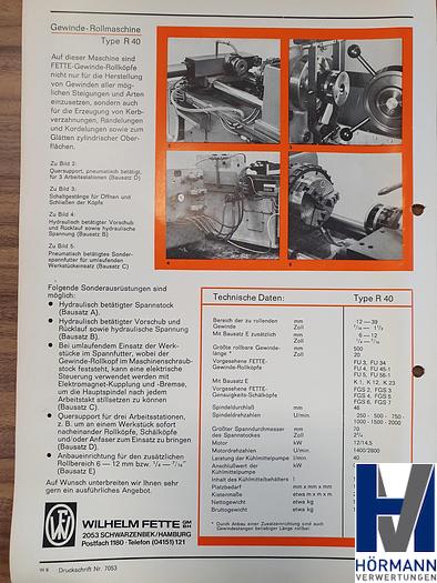 Gebraucht Fette Gewinderollmaschine R40
