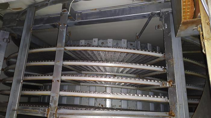 Used Tunel zamrażalniczy spiralny w kontenerze, "Frigoscandia", szerokość taśmy 410 mm.