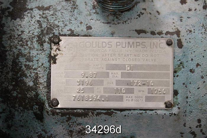 Used Goulds 3196 Pump, 1x2x10 #34296