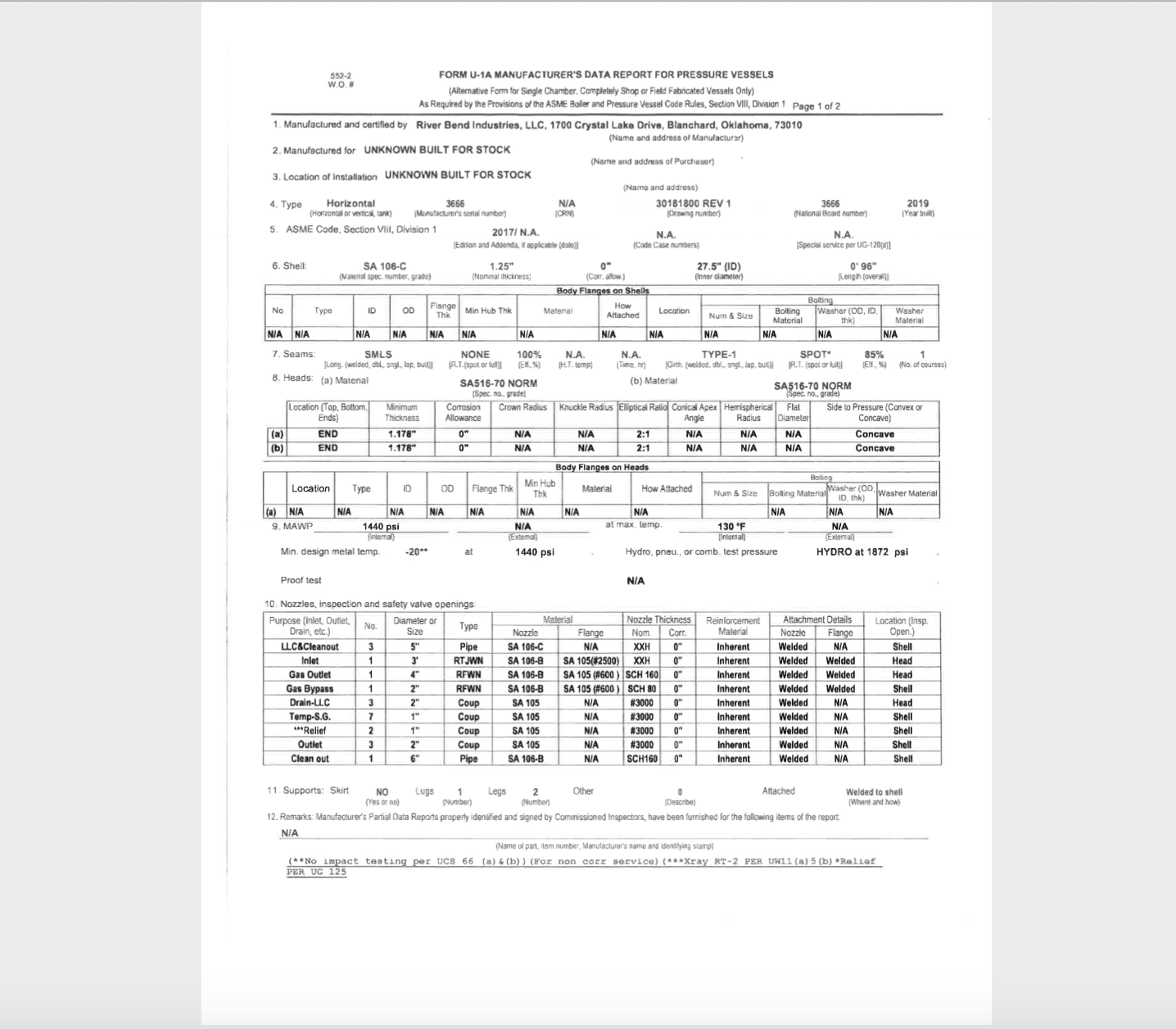 GPU, Single, 30"x8', 1440, 1.5 mmbtu