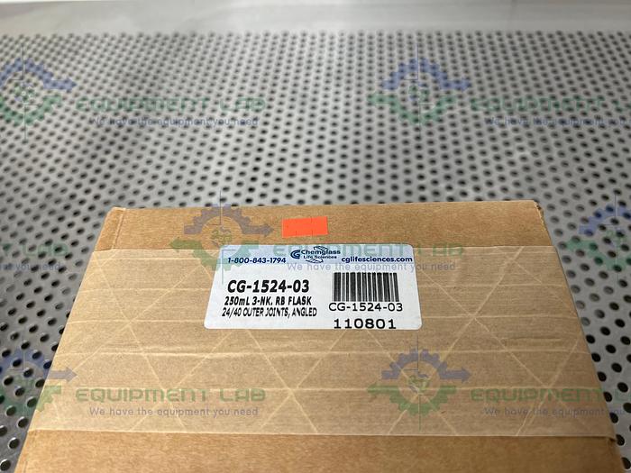 Chemglass  CG-1524-03 250mL Round Bottom Heavy Wall Flask 24/40 3-Neck Angled 20°