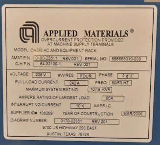 Used 2006 AMAT Oasis clean