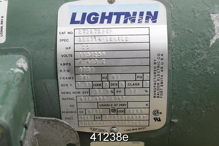 Used Lightnin X5P25 Top Mount Agitator, With A/C Motor #41238