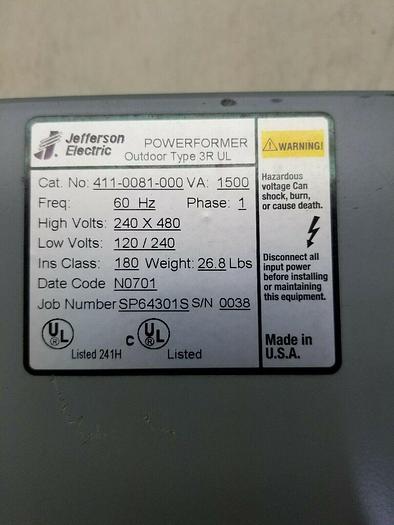 Used Jefferson Electric 411-0081-000 Transformer