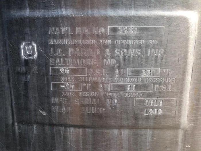 Used Kettle, 300 Gallon, S/st, Jkt, Dbl Agit, JC Pardo #S743096
