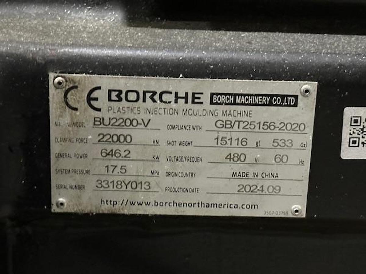 Used 2,200 Ton 533 oz Borche BU3300-V Injection Molding Machine with Yaskawa Robot (2024)