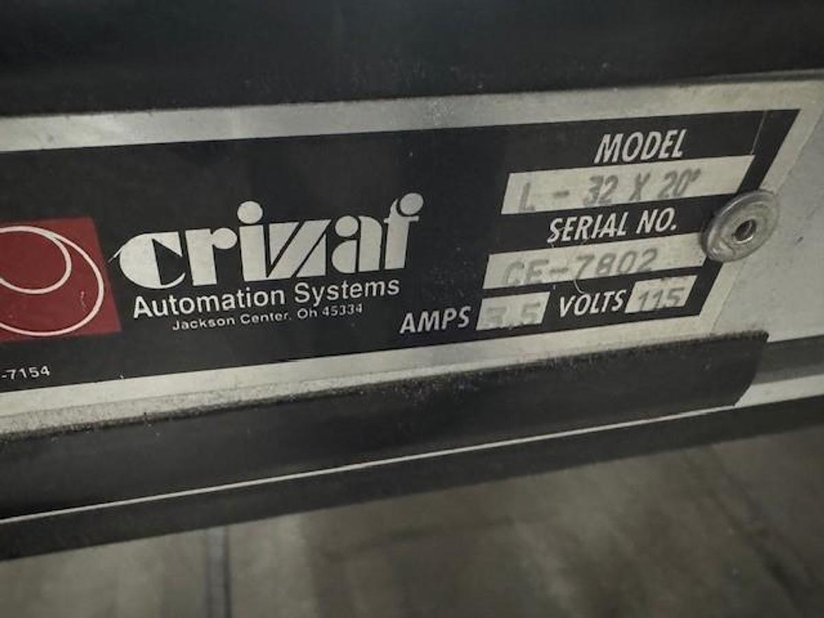 Used Crizaf 32" Wide x 20' Flat Belt Conveyor with Cooling System