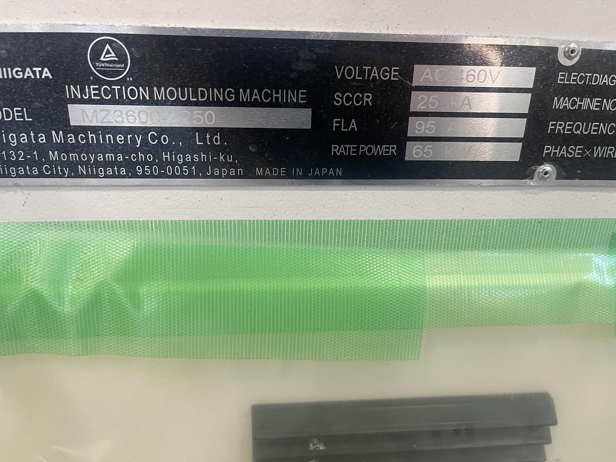 405 Ton, 39.73 oz Niigata MZ 3600/2250 Injection Molding Machine (2025)