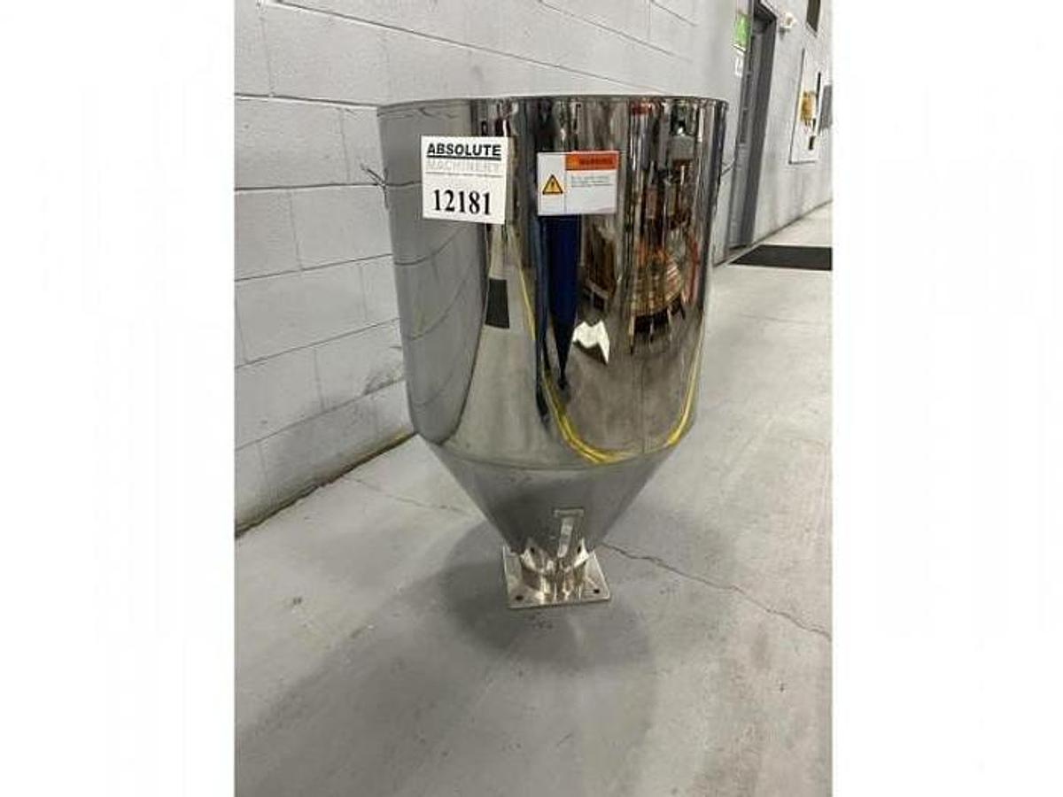 Stainless Steel 24" Diameter 39" High Feed Throat Mounted Material Hopper