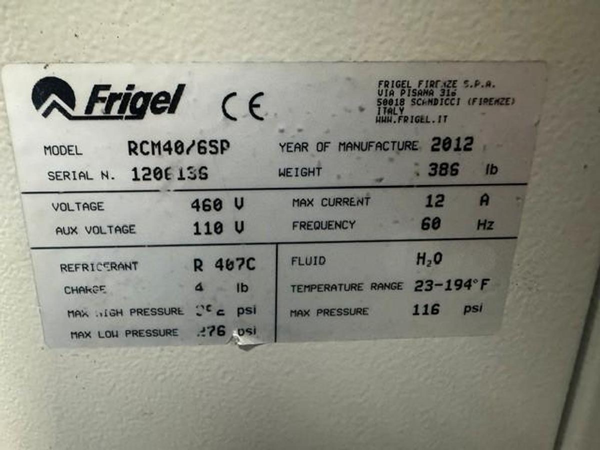 Used 2.5 Ton Frigel RCM40/6 SP Chiller and Temperature Controller (2012)
