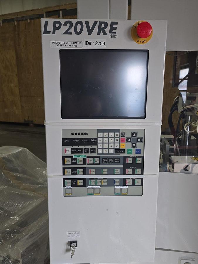 Used 22 Ton, 0.15 Oz., Sodick LP20VRE Vertical Injection Molding Machine