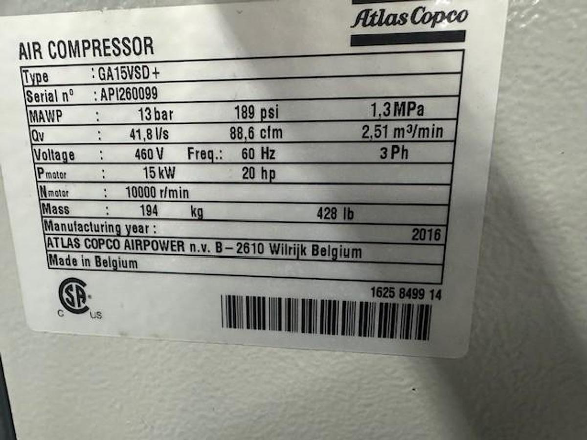 Used Atlas Copco Air Compressor w/Dryer