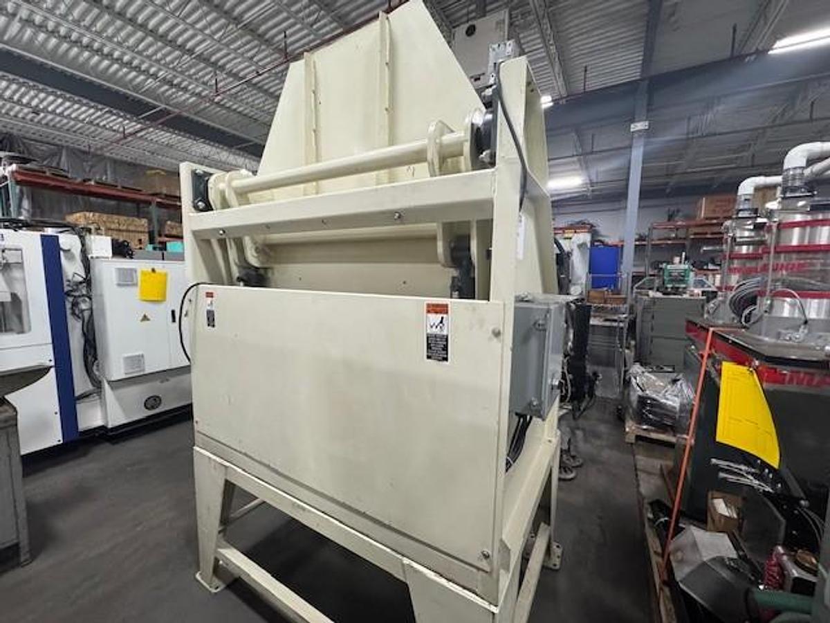 Used Ball & Jewell Granulator W/ Dust Collecting System, Feed Conveyor & Hydraulic Dumper