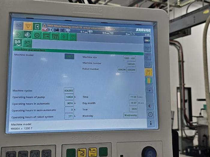 Used 110 ton, 6.5 oz. 2017 Arburg Allrounder 1200 T 1000 - 400 Injection Molding Machine
