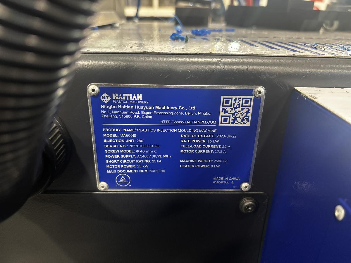 67 Ton, 4.89 Oz., Haitian MAIII 600/280 Injection Molding Machine (2023)