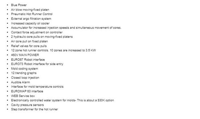 Used 330 ton, 13.6 oz. Krauss Maffei Injection Molding Machine (2016)