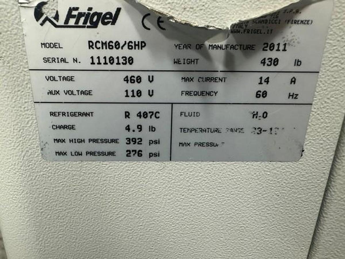 Used 3.5 Ton Frigel RCM60/6 HP Chiller and Temperature Controller (2011)