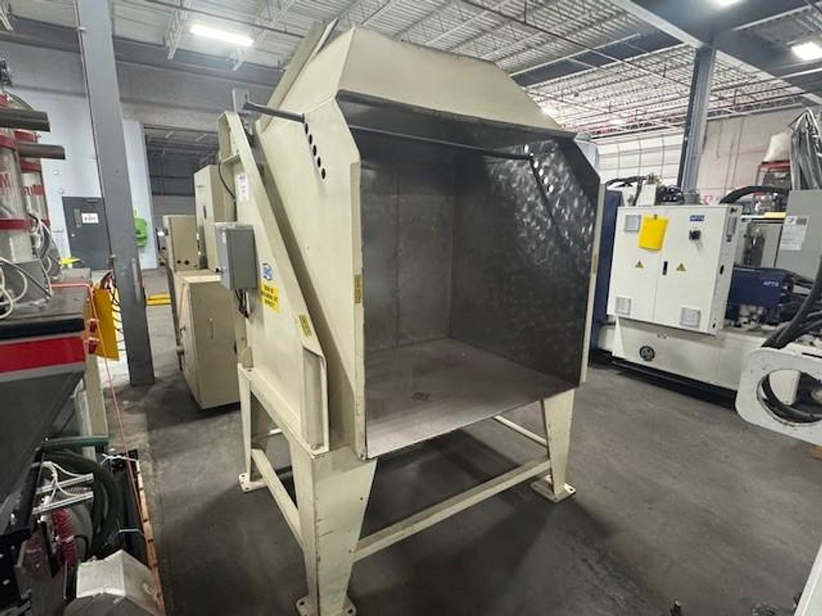 Used Ball & Jewell Granulator W/ Dust Collecting System, Feed Conveyor & Hydraulic Dumper