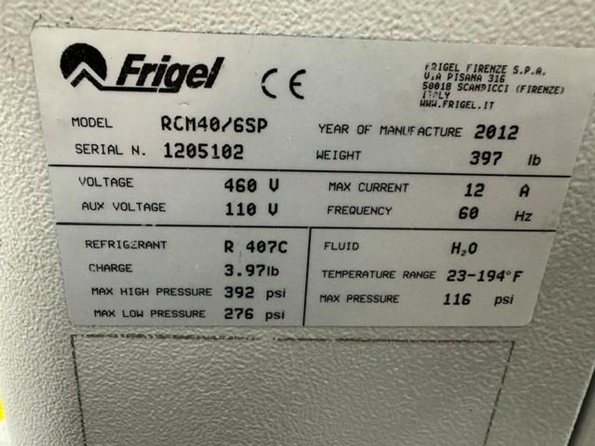 Used 2.5 Ton Frigel RCM40/6 SP Chiller and Temperature Controller