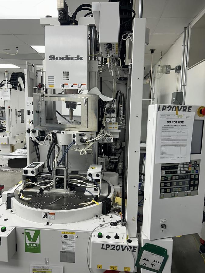 Used 22 Ton, 0.15 Oz., Sodick LP20VRE Vertical Injection Molding Machine