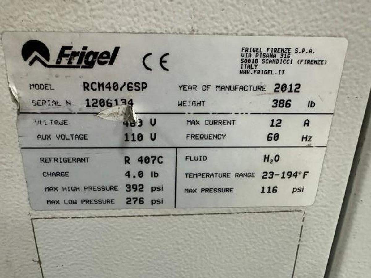 Used 2.5 Ton Frigel RCM40/6 SP Chiller and Temperature Controller