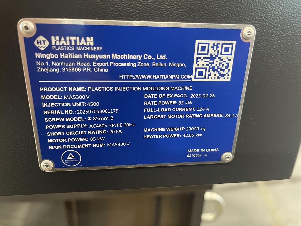 596 Ton, 80.14 oz Haitian MAV 5300/4500 Injection Molding Machine (2025)
