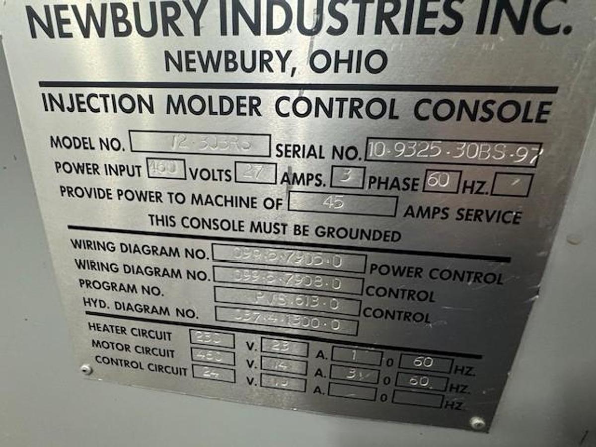 Used 30 Ton, 2 oz Newburry V2-30 Vertical Injection Molding