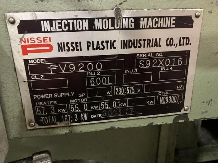Used 943 Ton, 201.2 oz. Nissei Injection Molding Machine