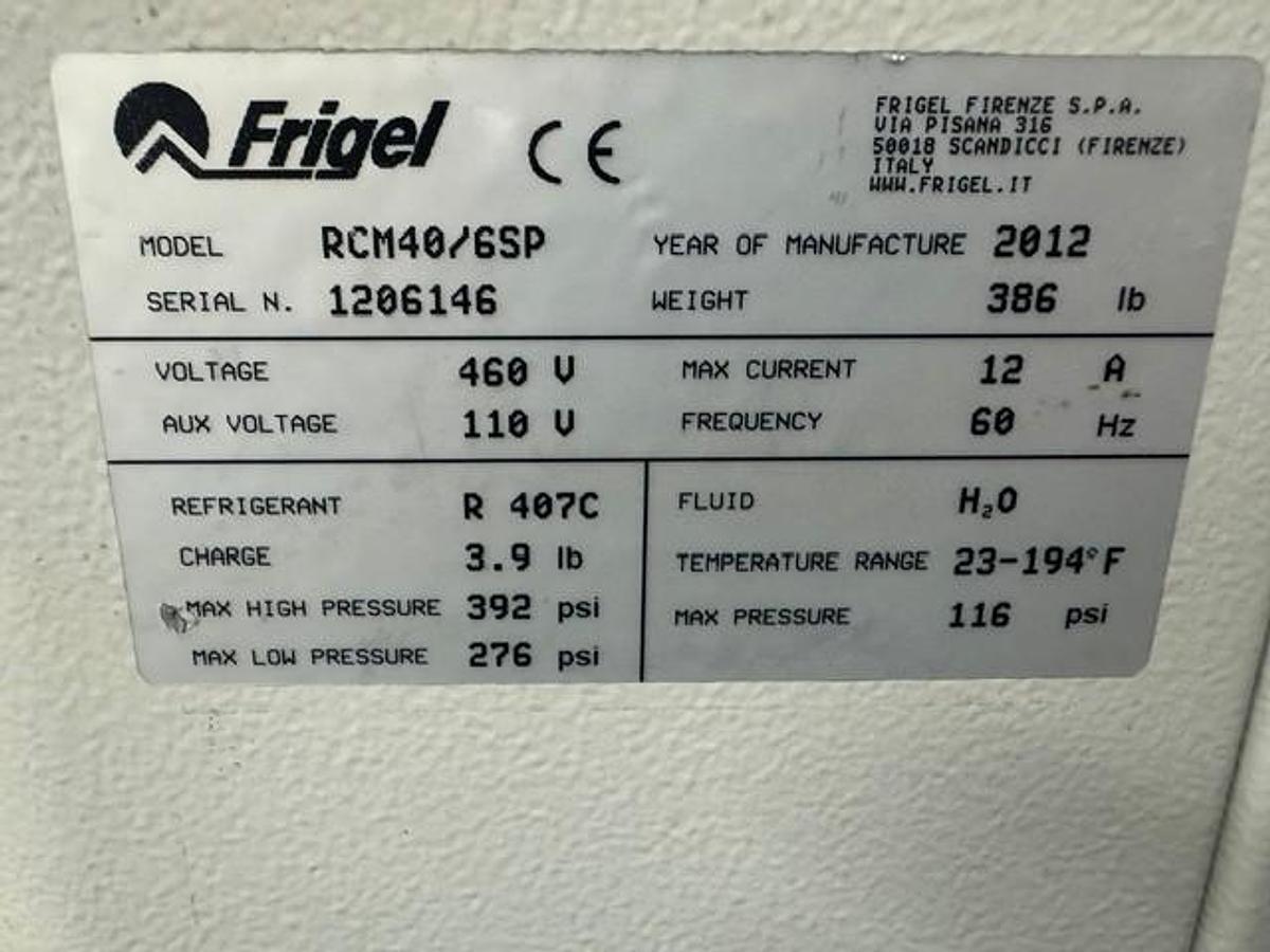 Used 2.5 Ton Frigel RCM40/6 SP Chiller and Temperature Controller (2012)