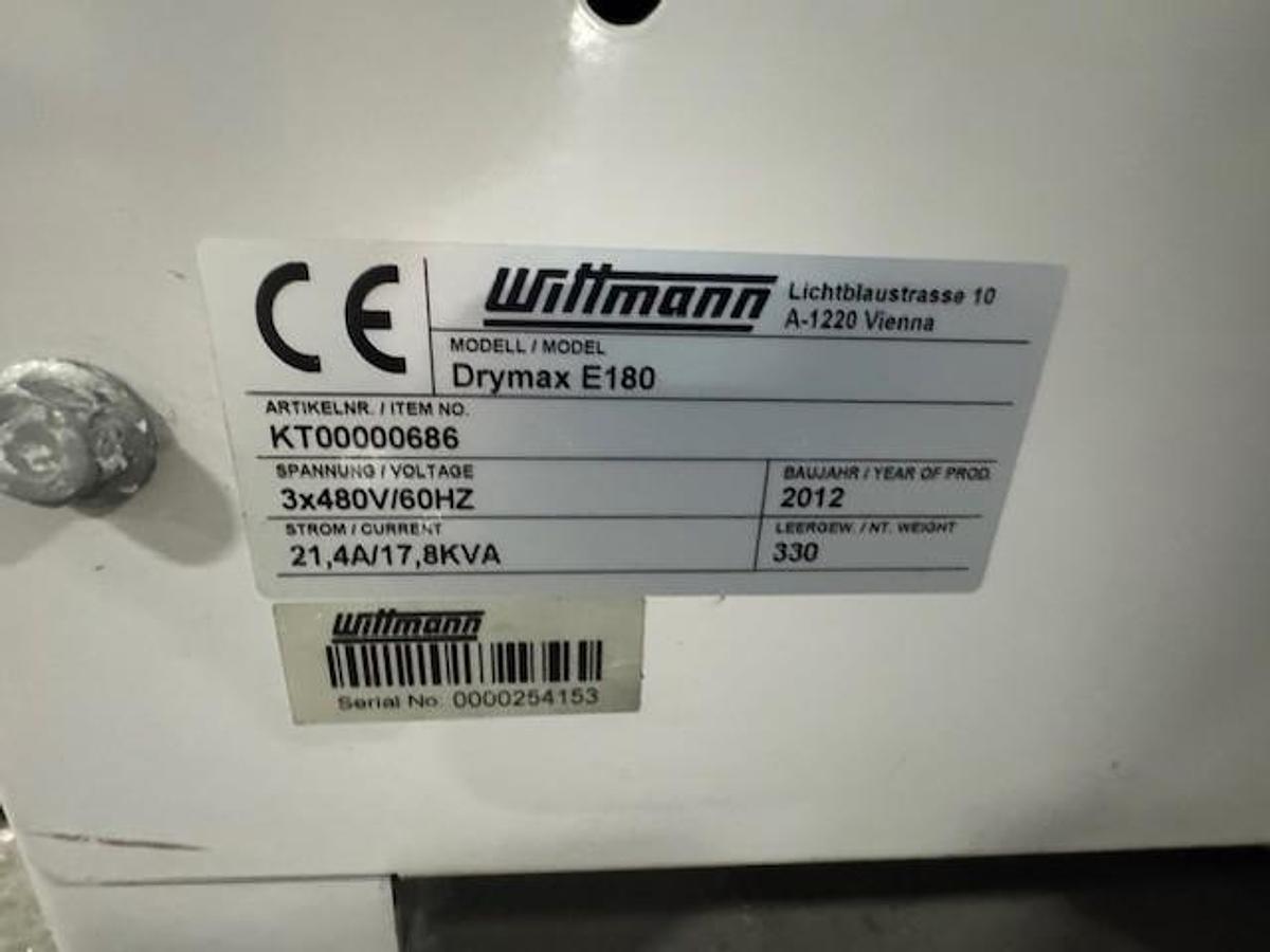 Used 180 lb./hr Wittmann E180 Silmax Material Dryer with 600 lb. Hopper (2012)