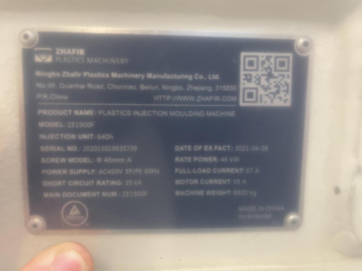 Used 214 Ton, 8.09 Oz., Haitian ZEIII 1900F/640h Injection Molding Machine (2020) - LAB