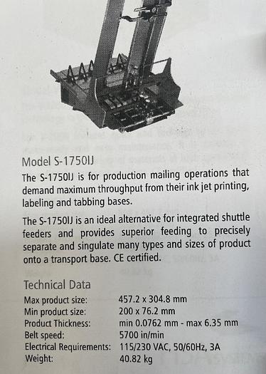 Used 2006 Streamfeeder S1750 IJ