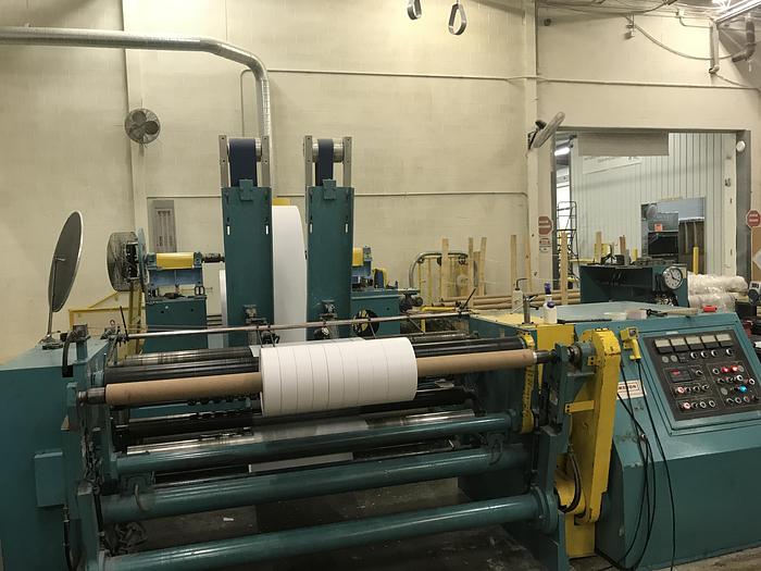 Used Cameron 84" Center Wind Slitter Rewinder,  60" Rewind dia.