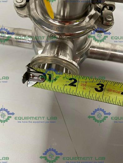 Used Leser 4854.7748 Stainless Steel Valve w/ Piping & 1 1/2" & 3/4" Sanitary Fitting