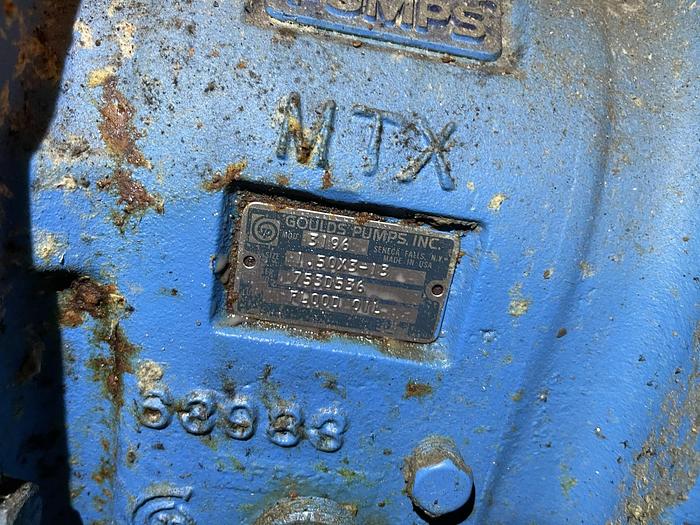 Used GOULDS 3196 MTX 1.5 X 3-13 CENTRIFUGAL PUMP 15 HP MOTOR