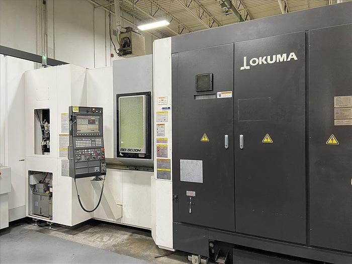 Used 2015 Okuma MB5000H CNC 4-AXIS HORIZONTAL MACHINING CENTER W/ PALLETACE C-750 12-PALLET LINEAR STORAGE SYSTEM