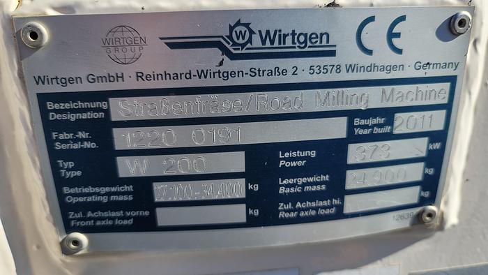 Used 2011 Wirtgen W200