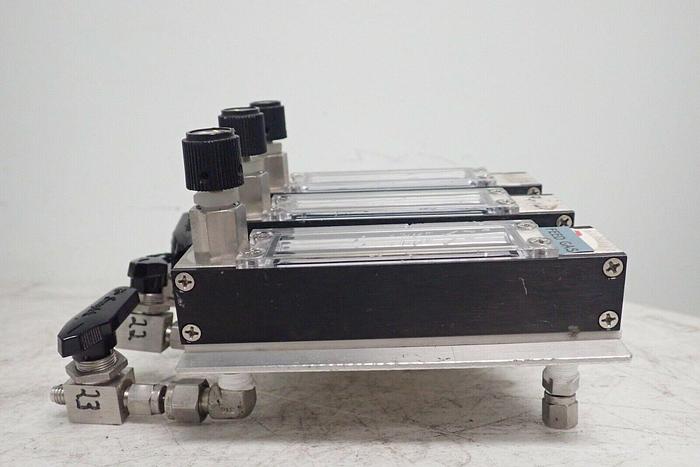 Used Lot of 3 Dwyer Flow Meters with 3 Swagelok Stainless Steel Ball Valves SS-41GS2