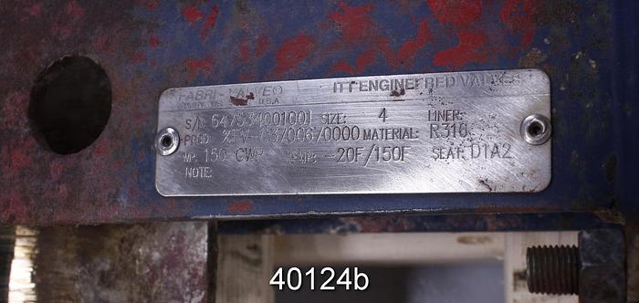 Used Fabri 4" Air Operated Knife Gate Valve, Stainless Steel #40124