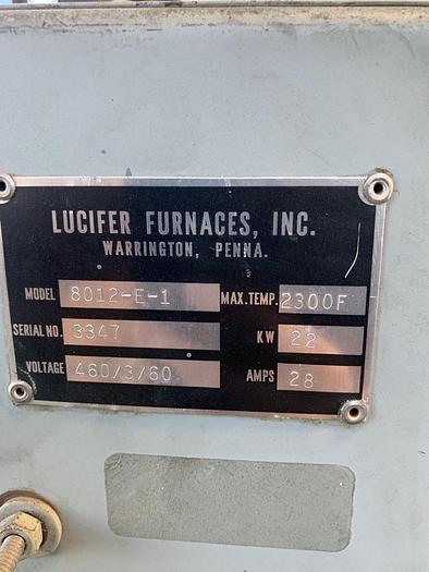 Used Lucifer Furnace 8012-e-1 Oven