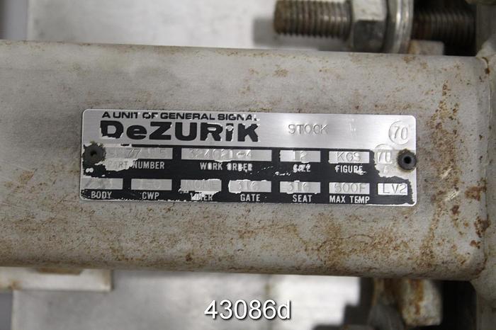 Used Dezurik 12" Hand Operated Knife Gate Valve #43086