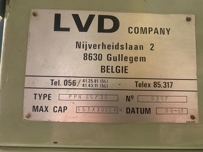 Used 1981 LVD PPN 65/30 Hydraulic Pressbrake