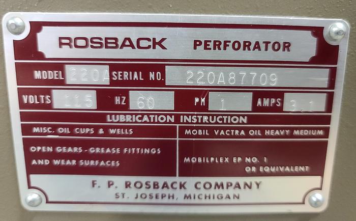 Used Rosback 220A Perforator